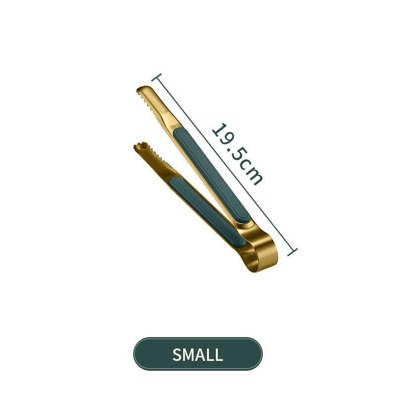 WORTHBUY Gold Stainless Steel Food Tongs Non-Slip Serving Tongs For BBQ Meat Sal