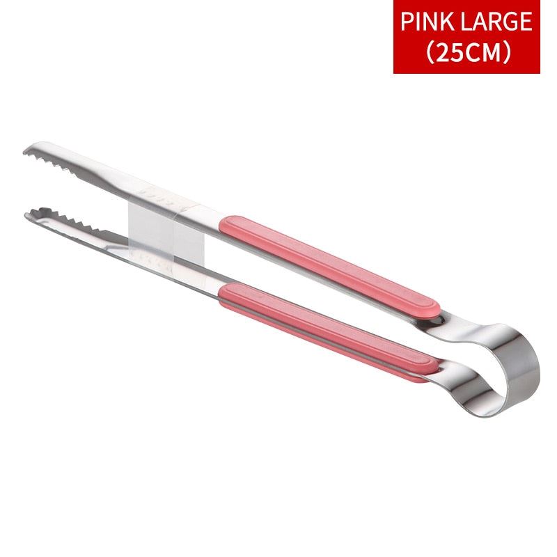 WORTHBUY Gold Stainless Steel Food Tongs Non-Slip Serving Tongs For BBQ Meat Sal