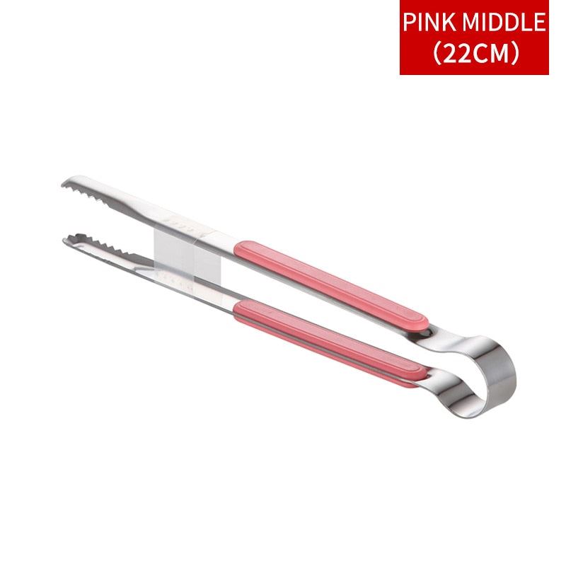WORTHBUY Gold Stainless Steel Food Tongs Non-Slip Serving Tongs For BBQ Meat Sal
