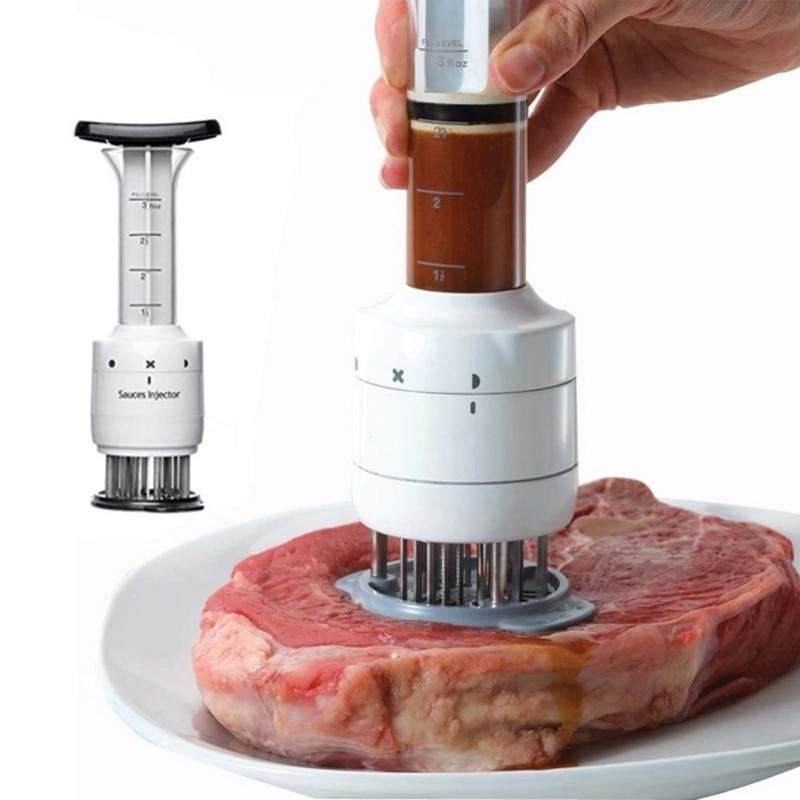 2 in 1 Meat Tenderizer & Marinade Injector Barbecue Seasoning Sauce Injectors Ki