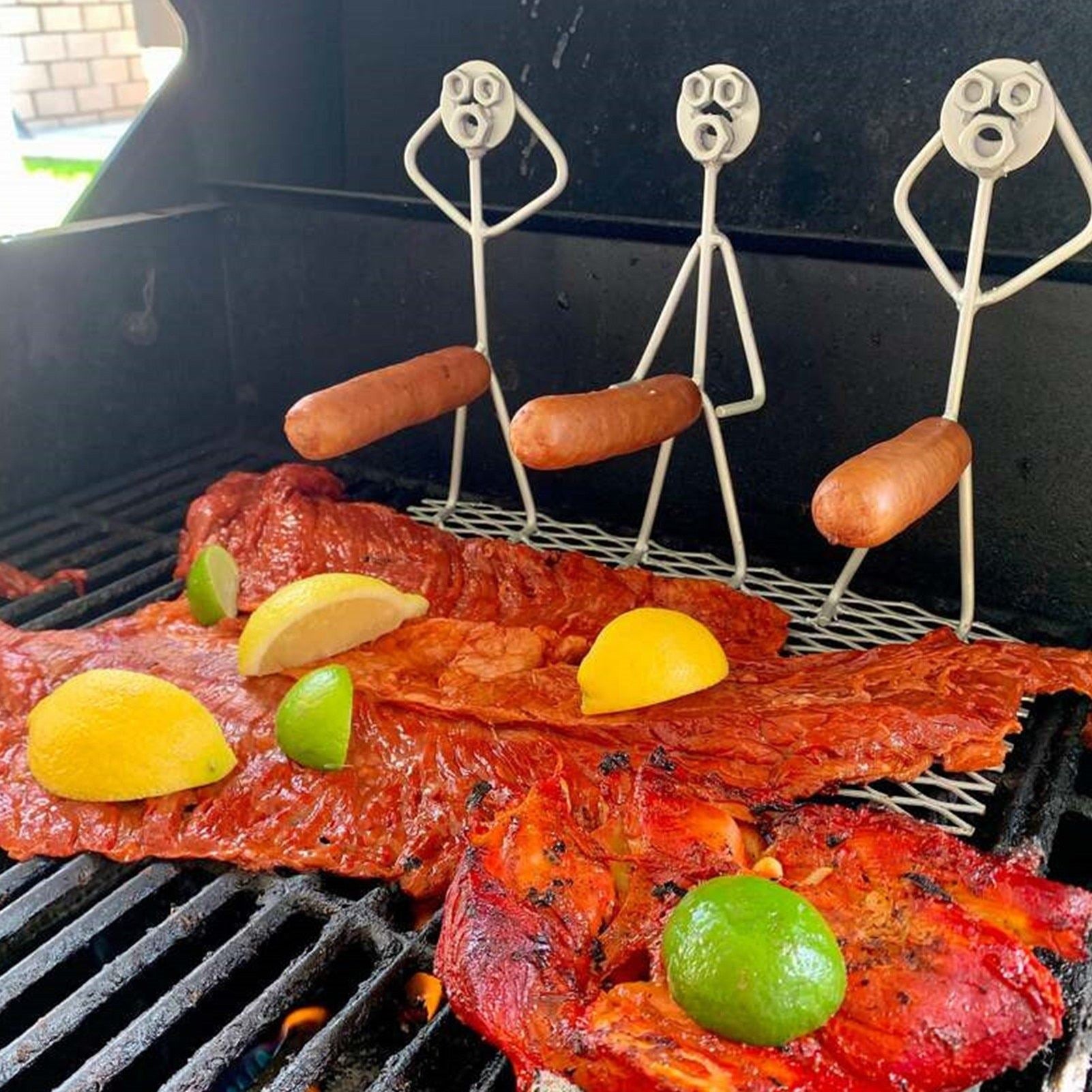 Portable Hot Dog Rack Stainless Steel Barbecue Grill Vertical Sausage Roaster