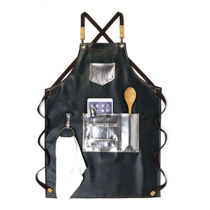 Thick PU Leather Working Durable Apron Functional  Use For BBQ And Barber  Water