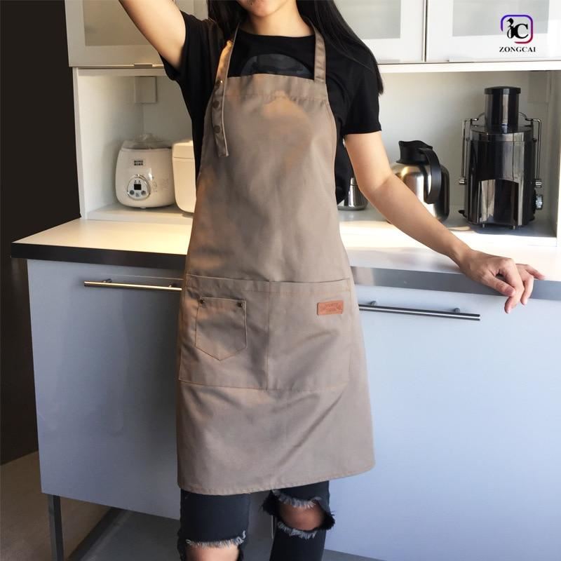 Adjustable BBQ Apron Cooking Kitchen Canvas Apron Woman Men Chef Waiter Cafe Sho