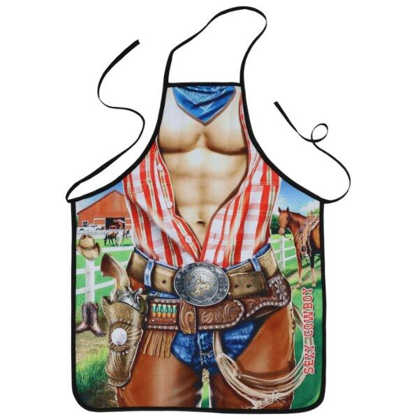 3D Funny Aprons Sexy Muscle Man & Women Apron Dinner BBQ Party Cooking Apron Adu