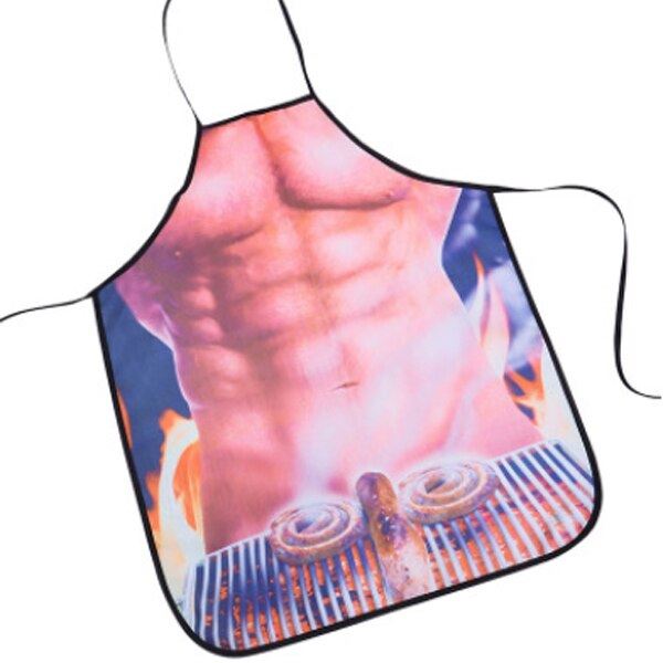 3D Funny Aprons Sexy Muscle Man & Women Apron Dinner BBQ Party Cooking Apron Adu