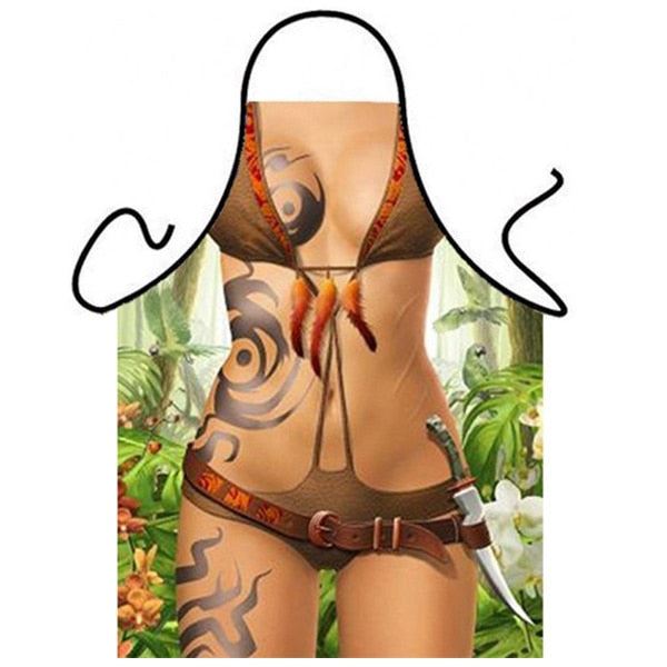 3D Funny Aprons Sexy Muscle Man & Women Apron Dinner BBQ Party Cooking Apron Adu