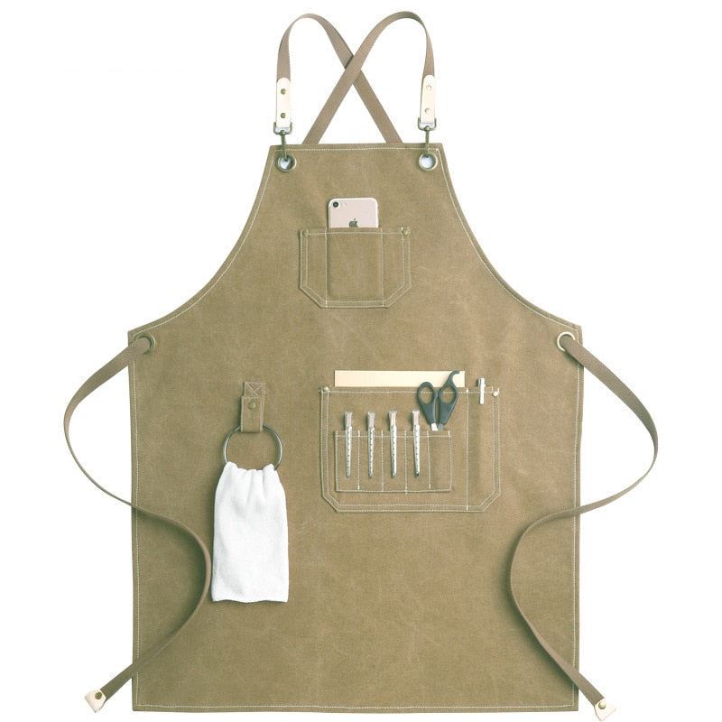 2021 New Thick Canvas Unisex Apron Bib Chef Kitchen Aprons for Women Men Coffee