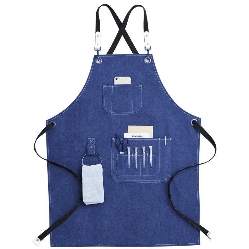 2021 New Thick Canvas Unisex Apron Bib Chef Kitchen Aprons for Women Men Coffee