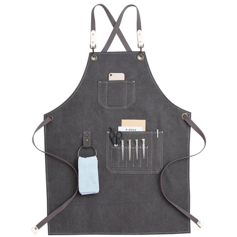 2021 New Thick Canvas Unisex Apron Bib Chef Kitchen Aprons for Women Men Coffee