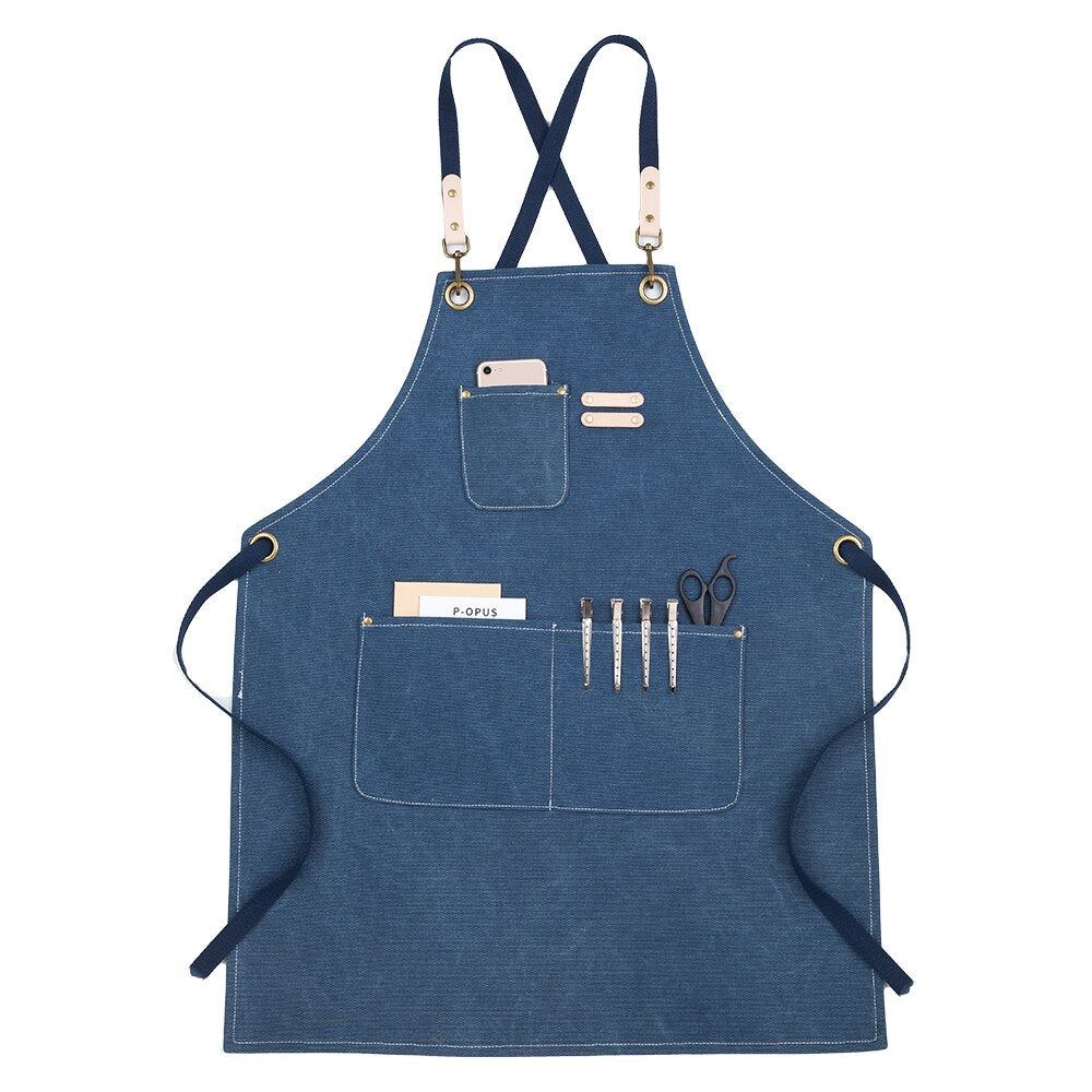 2021 New Thick Canvas Unisex Apron Bib Chef Kitchen Aprons for Women Men Coffee