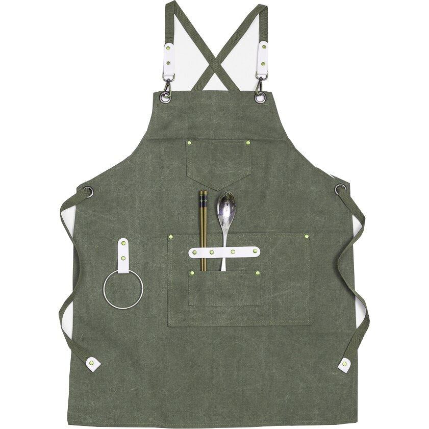 2021 New Thick Canvas Unisex Apron Bib Chef Kitchen Aprons for Women Men Coffee