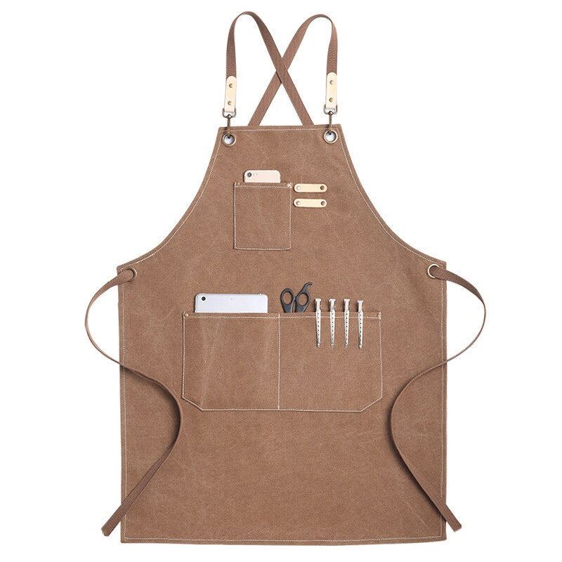 2021 New Thick Canvas Unisex Apron Bib Chef Kitchen Aprons for Women Men Coffee