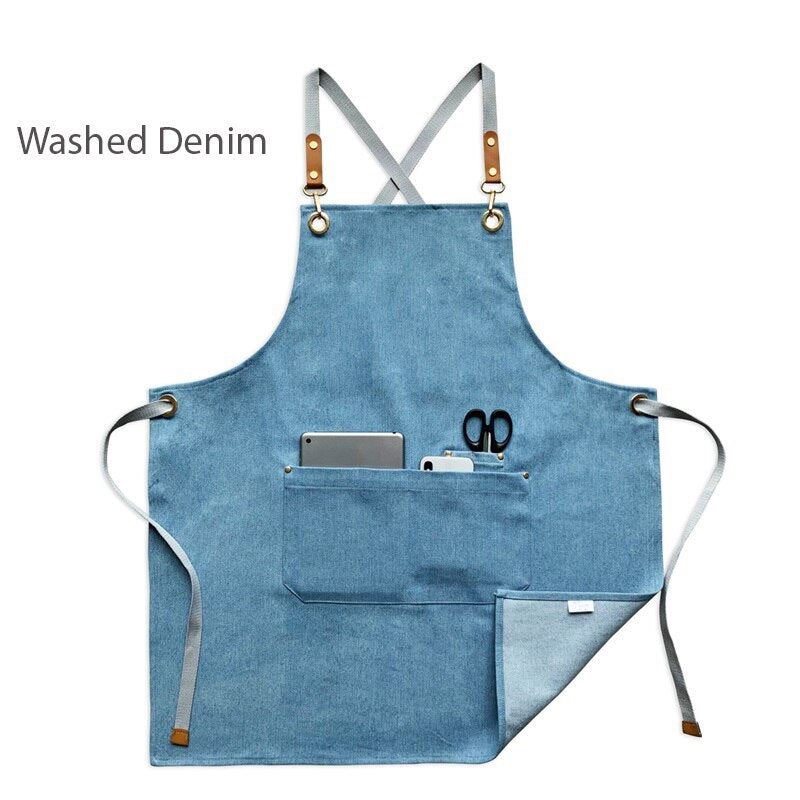 2021 New Thick Canvas Unisex Apron Bib Chef Kitchen Aprons for Women Men Coffee