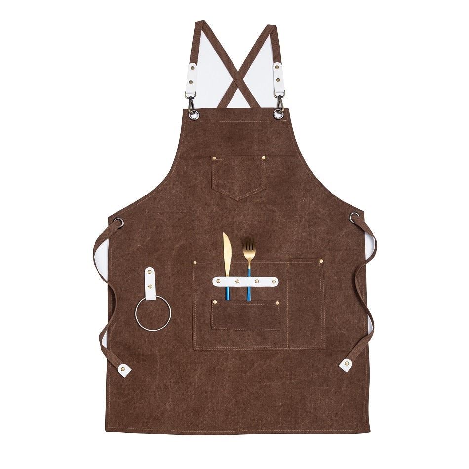 2021 New Thick Canvas Unisex Apron Bib Chef Kitchen Aprons for Women Men Coffee