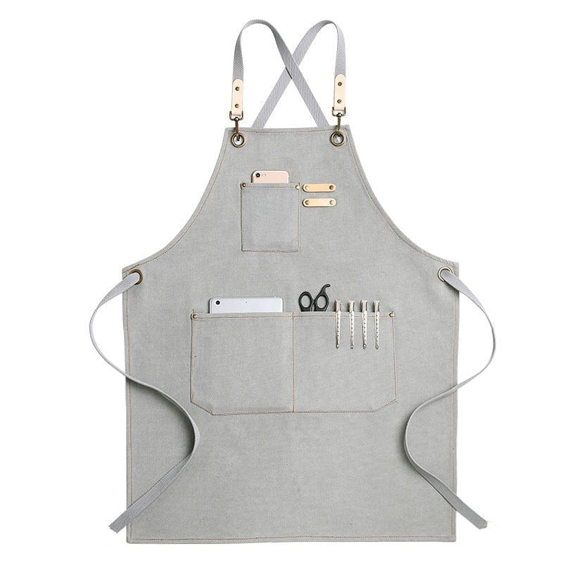 2021 New Thick Canvas Unisex Apron Bib Chef Kitchen Aprons for Women Men Coffee