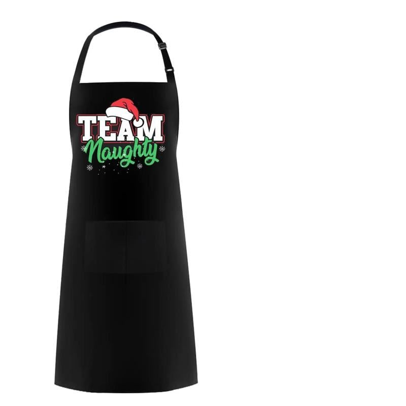 Team Naughty nice Santa apron Christmas Eve Party couples Family dinner BBQ Merr