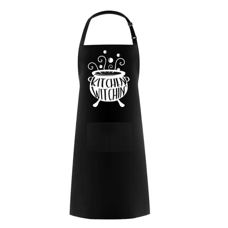 Kitchen Witch Apron wife mom happy Halloween family dinner garden BBQ party deco