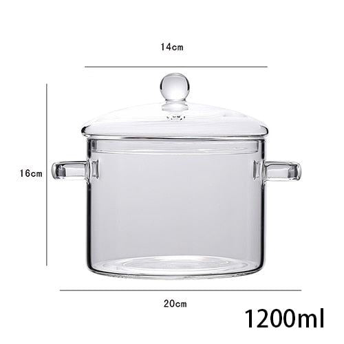 Transparent Glass Soup Pot Household Kitchen Vegetable Salad Bowl Thickened Flam