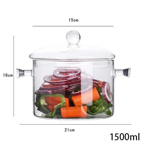 Transparent Glass Soup Pot Household Kitchen Vegetable Salad Bowl Thickened Flam