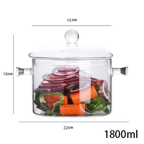 Transparent Glass Soup Pot Household Kitchen Vegetable Salad Bowl Thickened Flam