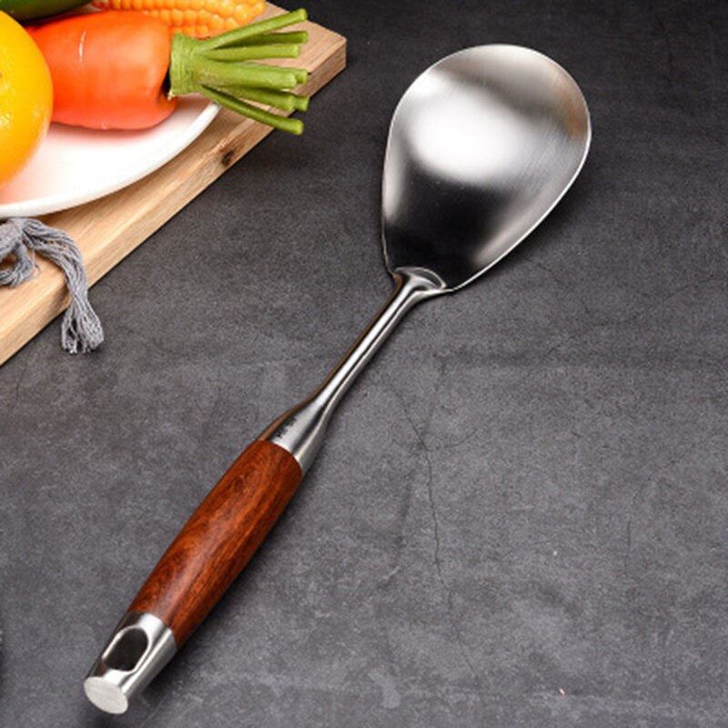 Food Grade Stainless Steel Non-stick Sanding Kitchenware Household Wooden Handle