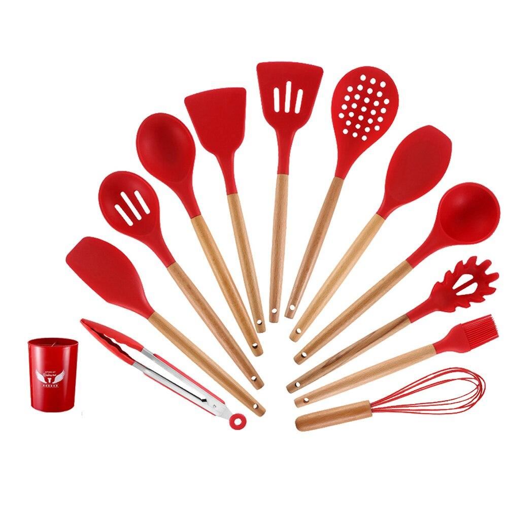 12Pcs Silicone Kitchenware Cooking Utensil Set Non-stick Cookware Spatula Shovel