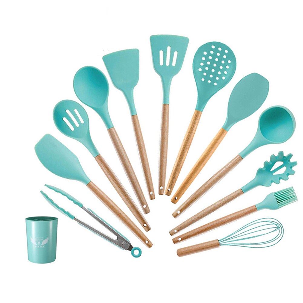 Silicone Kitchenware Cooking Utensil Set Non-stick Cookware Spatula Shovel 12Pc