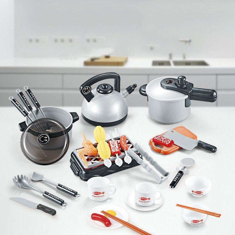Children Mini Kitchen Toy Set Cookware Pot Pan Kids Pretend Cook Play Toy Simula