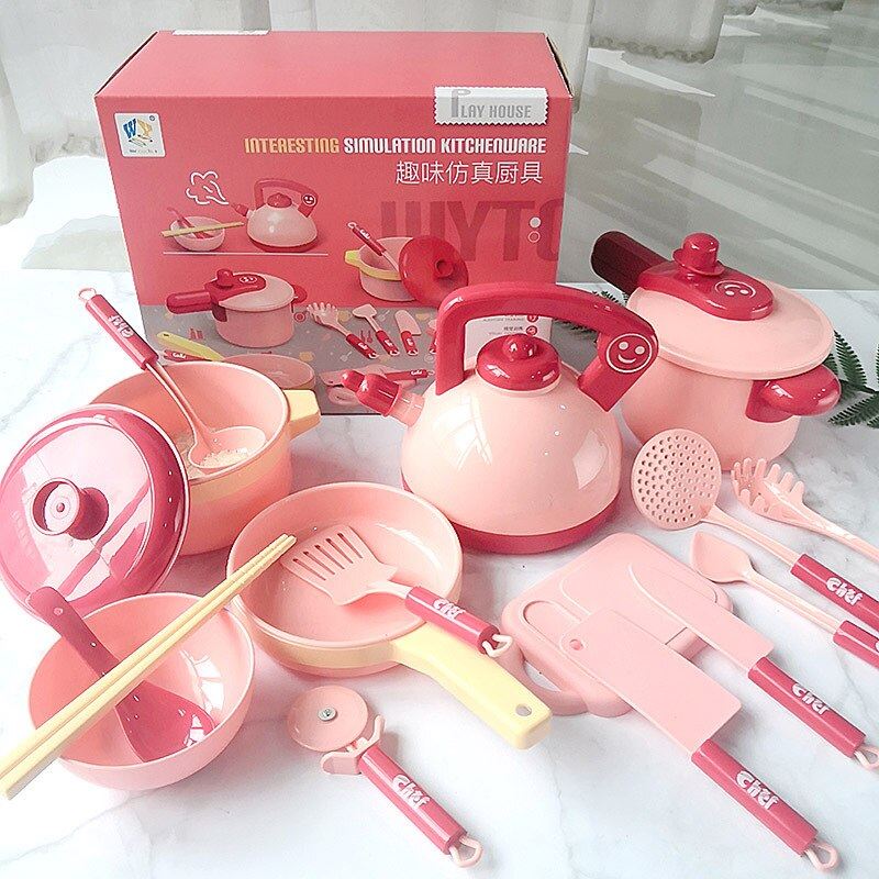 Children Mini Kitchen Toy Set Cookware Pot Pan Kids Pretend Cook Play Toy Simula