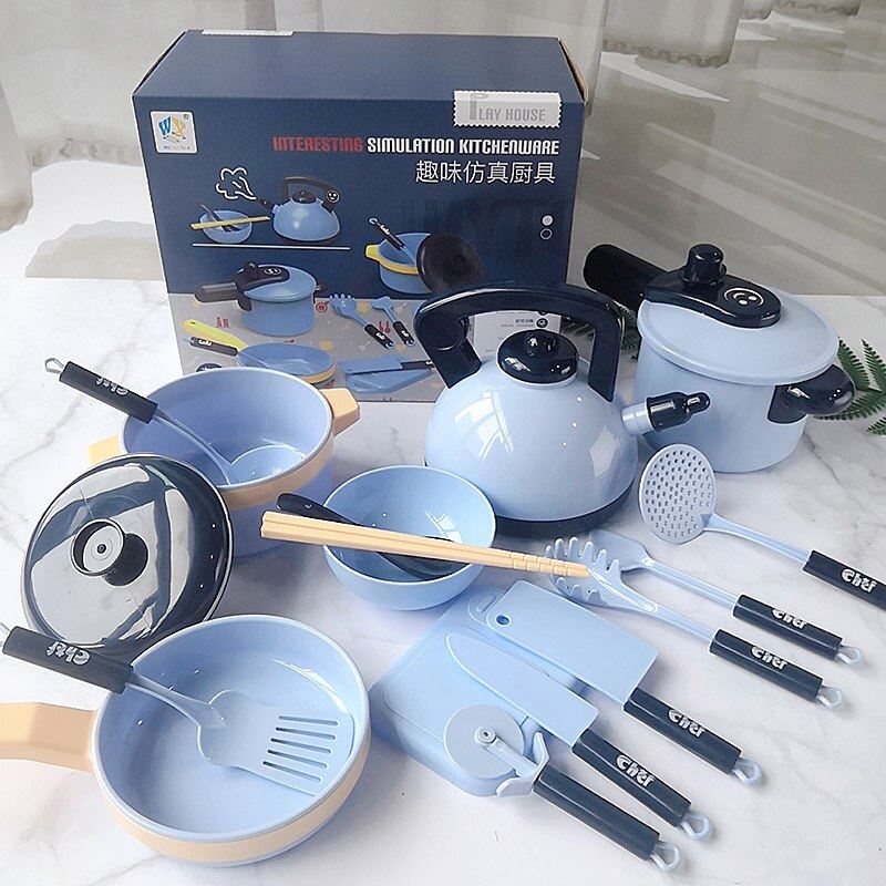 Children Mini Kitchen Toy Set Cookware Pot Pan Kids Pretend Cook Play Toy Simula