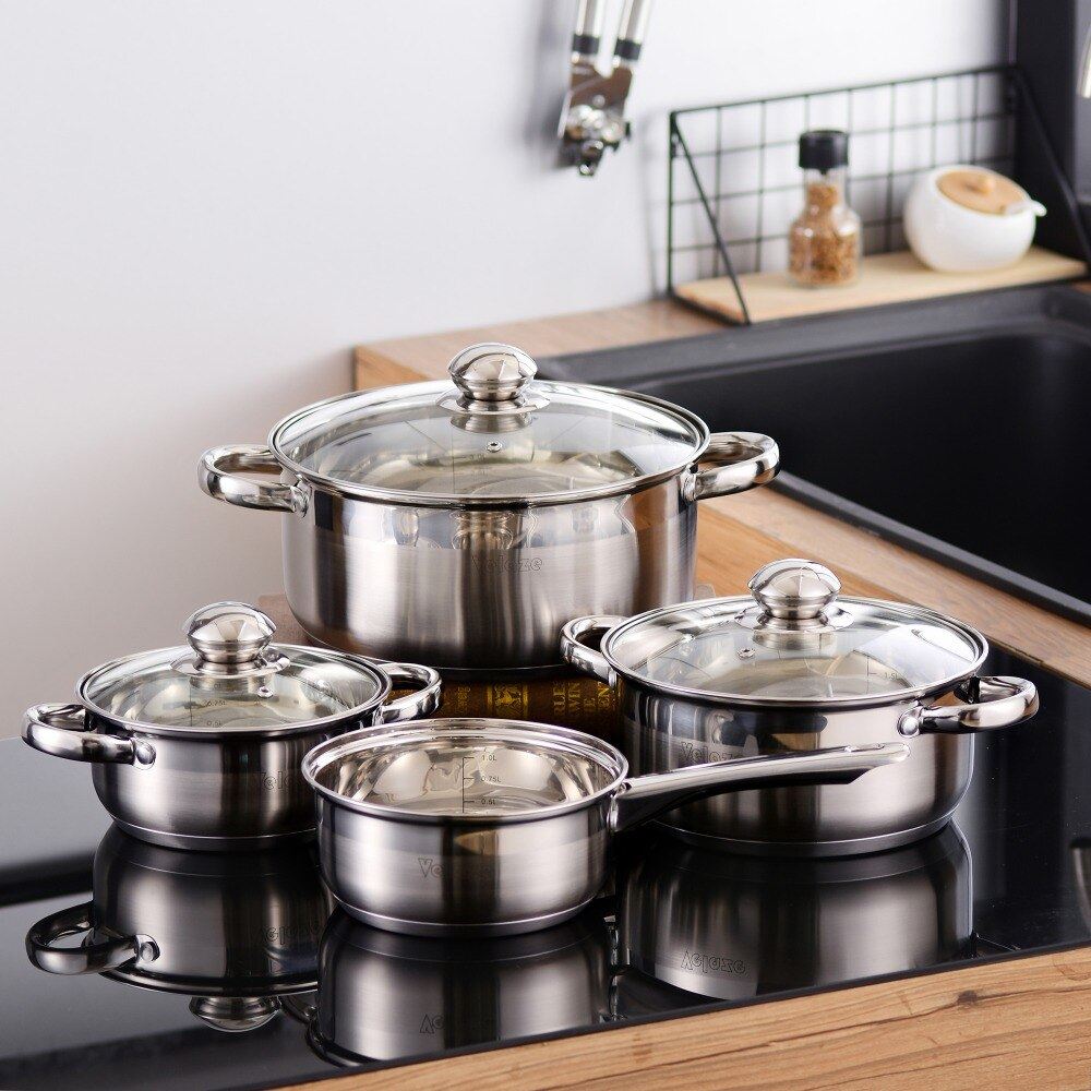 Velaze Cookware Set Stainless Steel 7-Piece Kitchen Cooking Pot&Pan Sets,Inducti