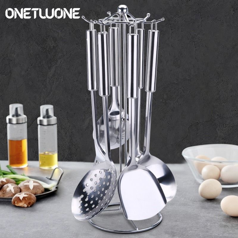 Pieces Cooking Utensil Set, Stainless Steel Kitchen Utensil Set with Organizer