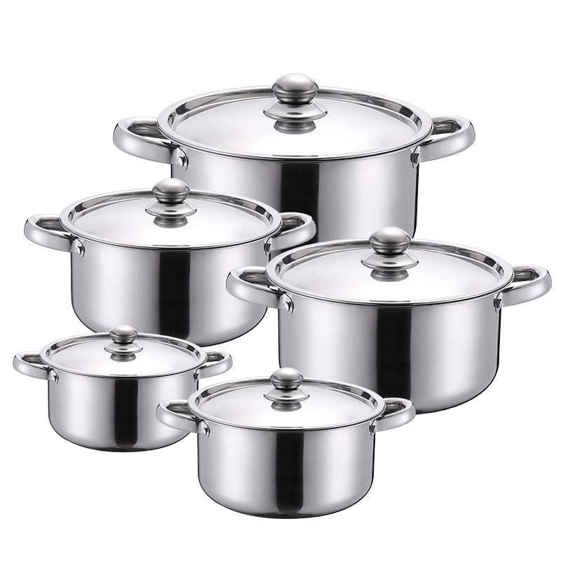 5pcs Food Grade Stainless Steel Pot Set High Practical Soup Cooking Pots Creativ