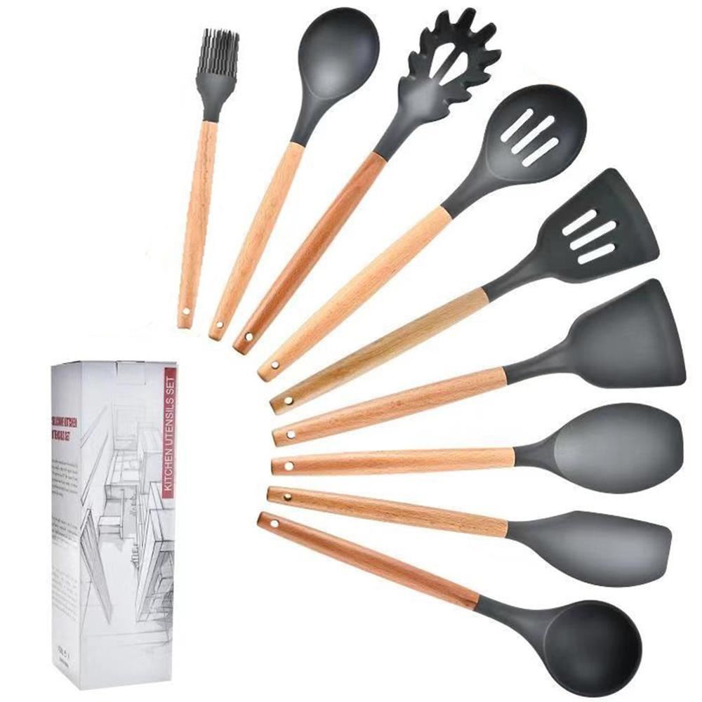 8-12PCS Silicone Kitchenware Cooking Utensils Set Heat Resistant Kitchen Non-Sti
