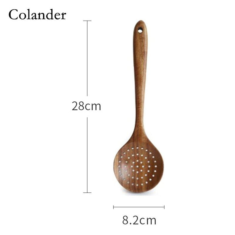Teak Natural Wood Tableware Spoon Colander Spoon Special Nano Soup Skimmer Cooki