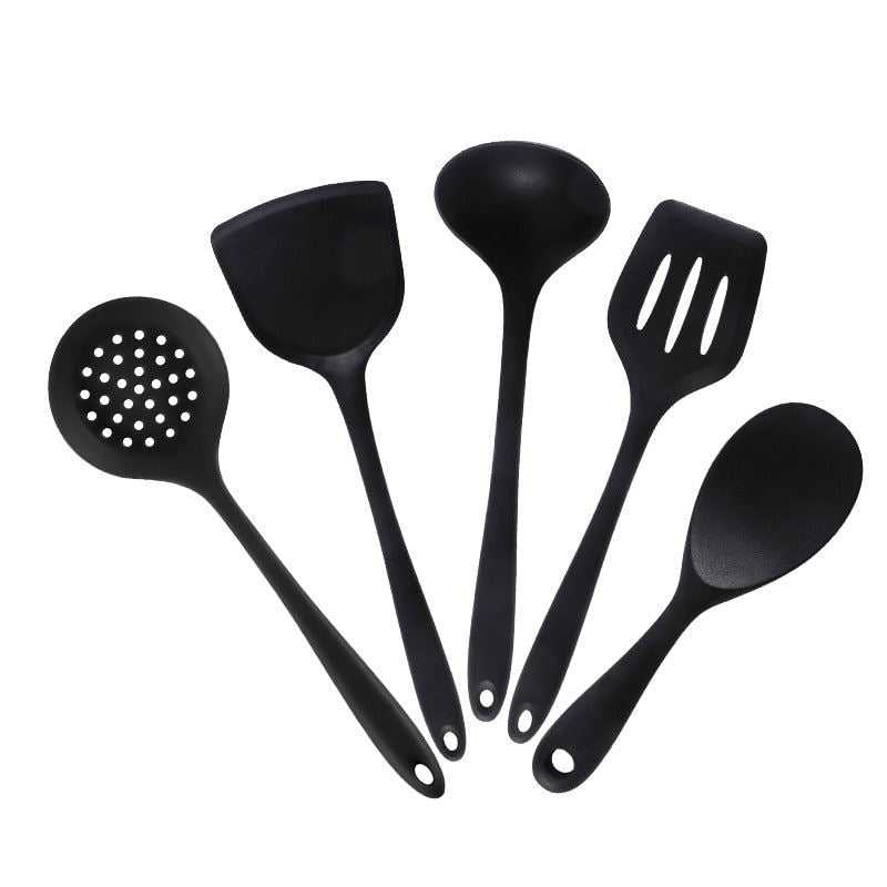 Silicone Cooking Utensils Set Non-Stick Spatula Shovel soup spoon Handle Cooking