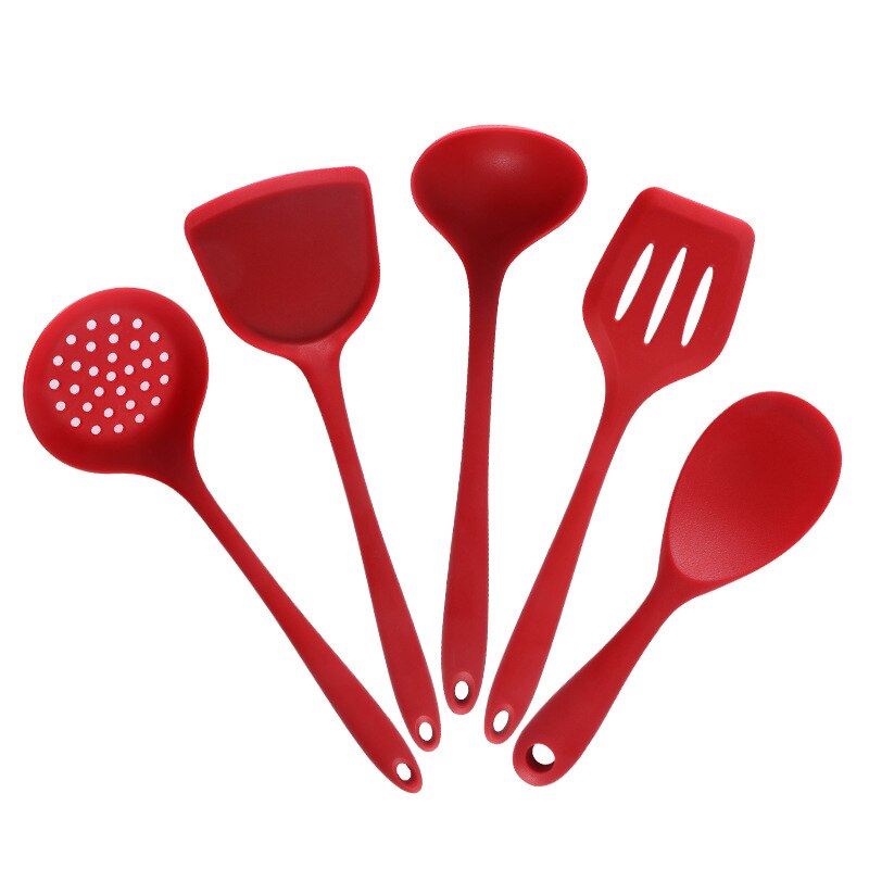Silicone Cooking Utensils Set Non-Stick Spatula Shovel soup spoon Handle Cooking