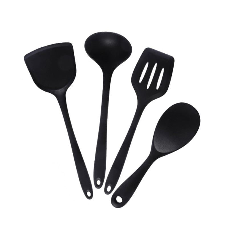 Silicone Cooking Utensils Set Non-Stick Spatula Shovel soup spoon Handle Cooking
