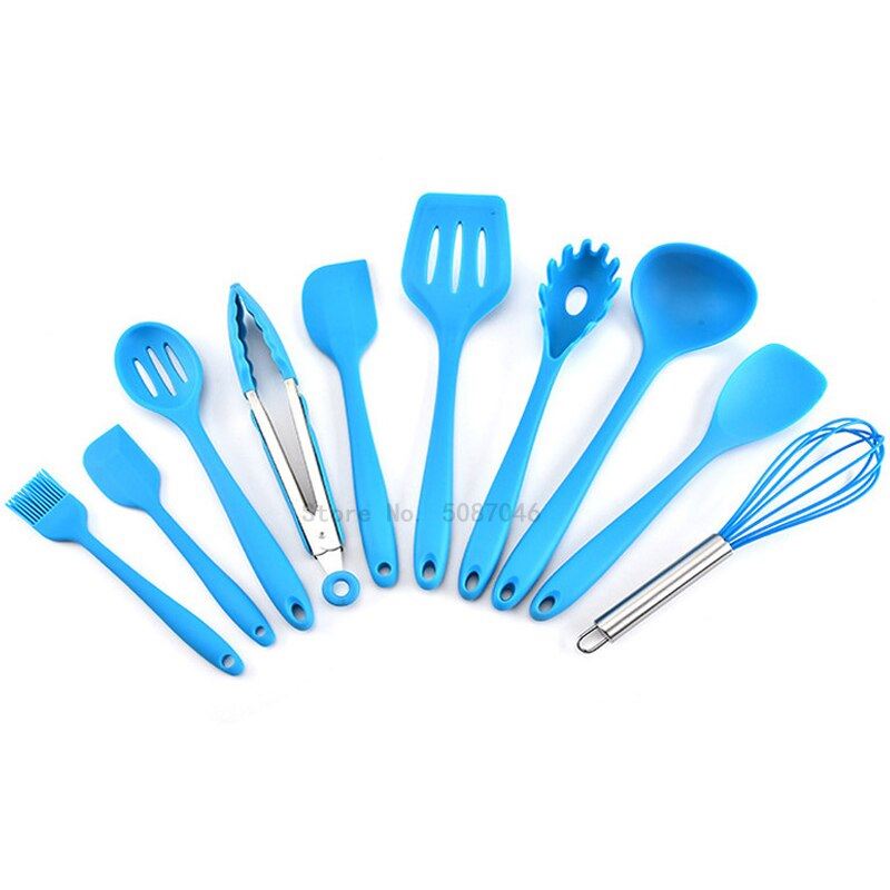 Silicone Cooking Utensils Set Non-Stick Spatula Shovel soup spoon Handle Cooking