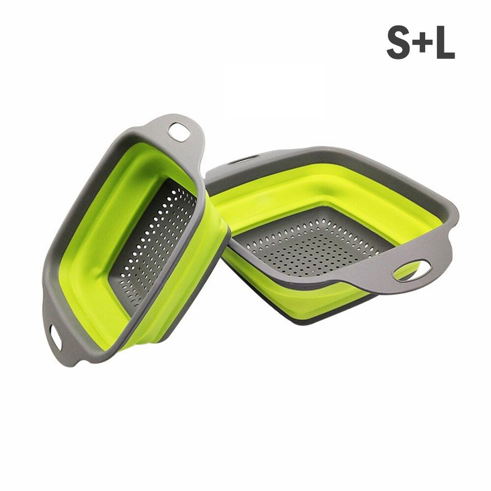 Foldable Drain Basket Colander Large Fruit Vegetable Washing Basket Strainer Sil