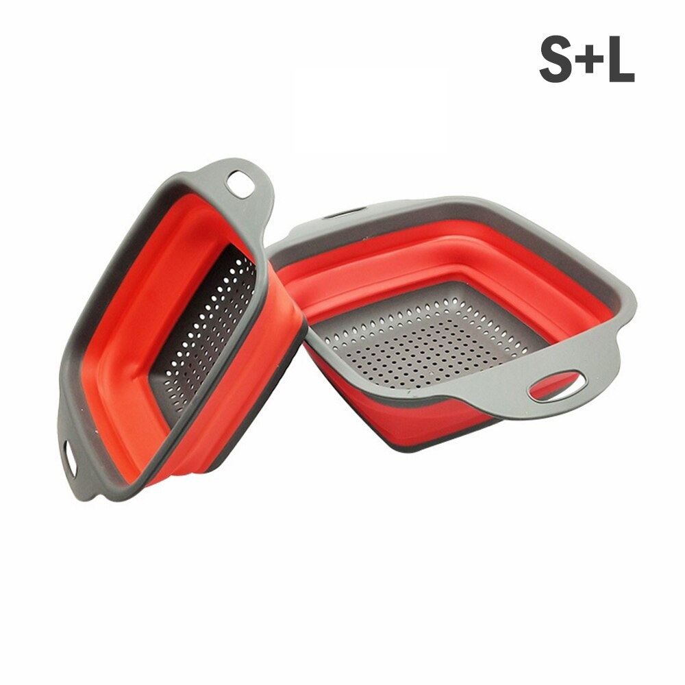 Foldable Drain Basket Colander Large Fruit Vegetable Washing Basket Strainer Sil