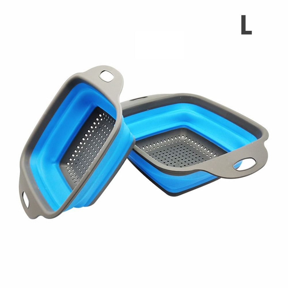 Foldable Drain Basket Colander Large Fruit Vegetable Washing Basket Strainer Sil