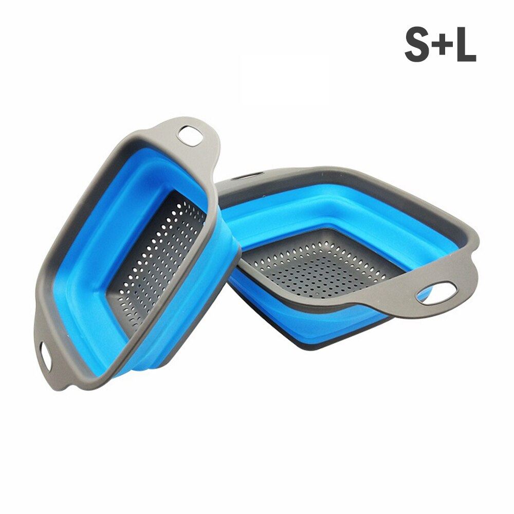 Foldable Drain Basket Colander Large Fruit Vegetable Washing Basket Strainer Sil
