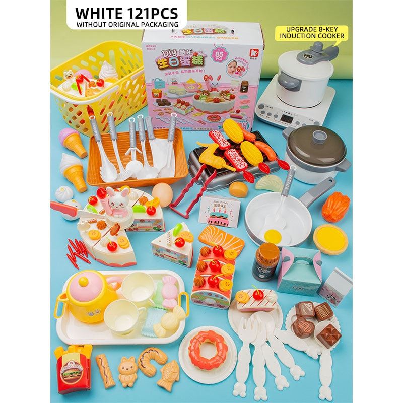 Pretend Cook Play Kitchen Toys Breakfast Children Mini Kitchen Simulation  Utens