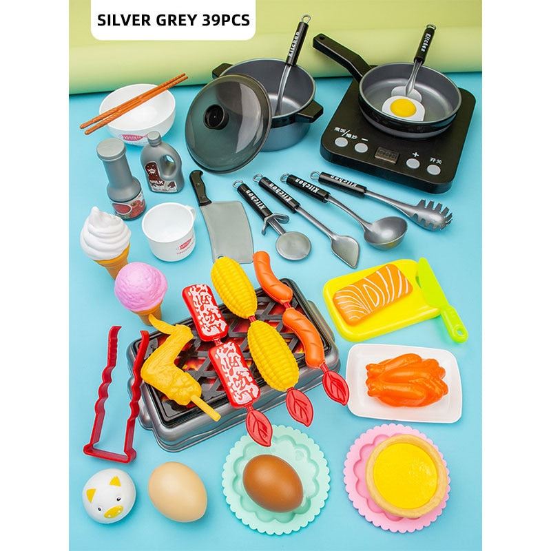 Pretend Cook Play Kitchen Toys Breakfast Children Mini Kitchen Simulation  Utens