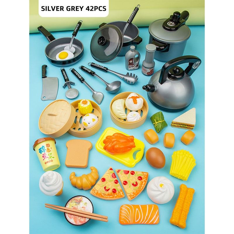 Pretend Cook Play Kitchen Toys Breakfast Children Mini Kitchen Simulation  Utens