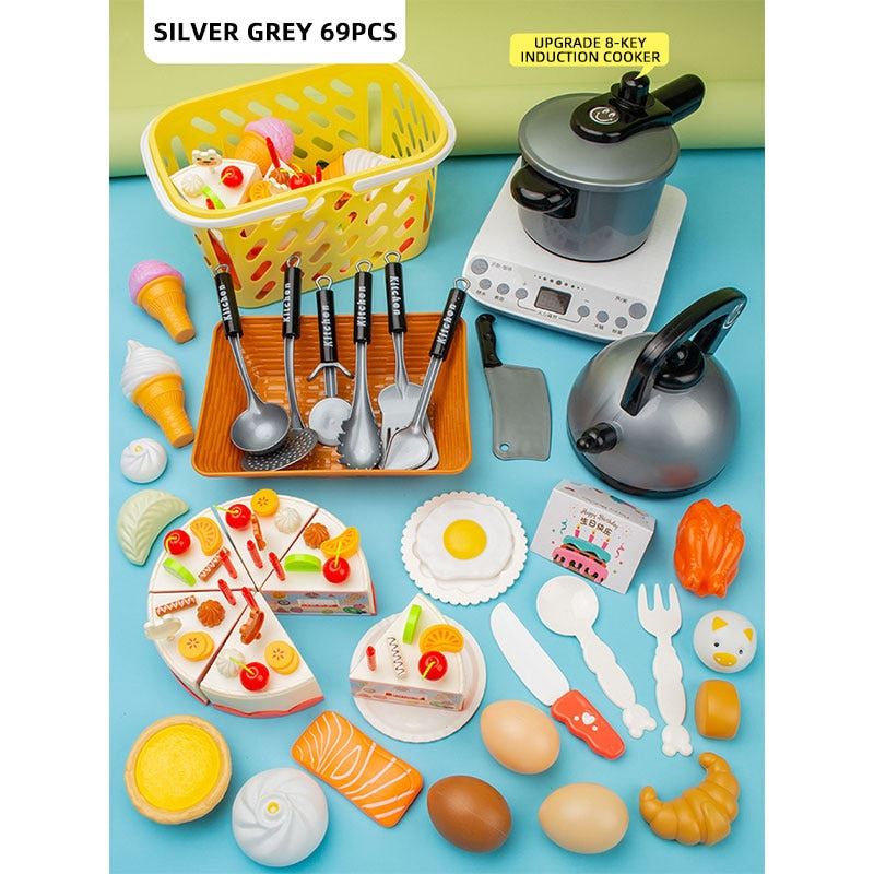 Pretend Cook Play Kitchen Toys Breakfast Children Mini Kitchen Simulation  Utens