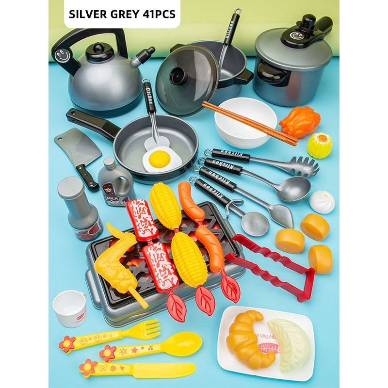 Pretend Cook Play Kitchen Toys Breakfast Children Mini Kitchen Simulation  Utens
