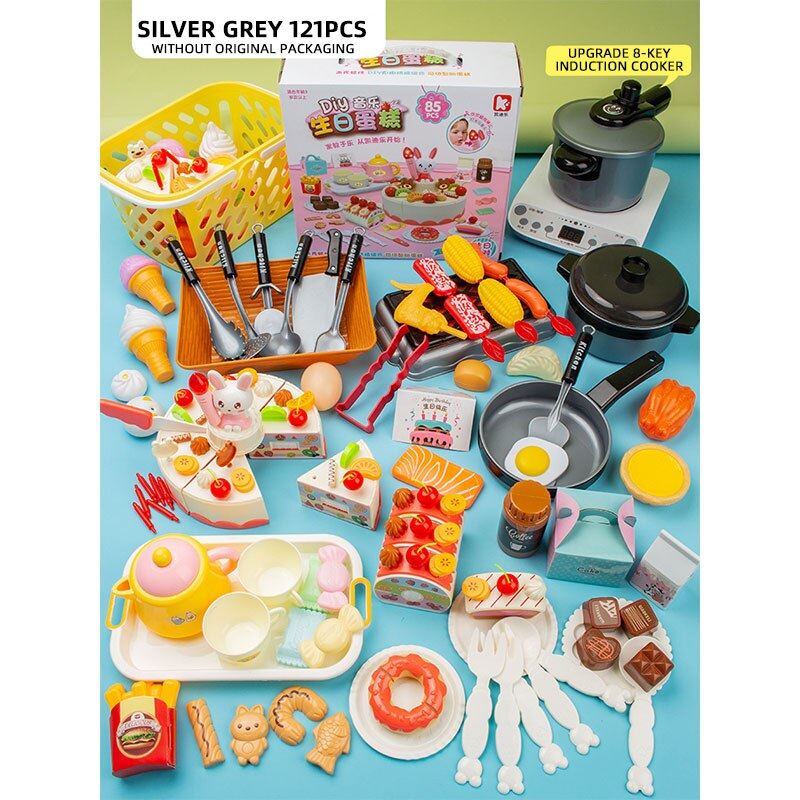Pretend Cook Play Kitchen Toys Breakfast Children Mini Kitchen Simulation  Utens