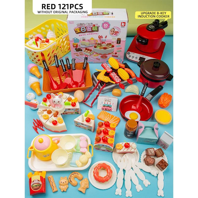 Pretend Cook Play Kitchen Toys Breakfast Children Mini Kitchen Simulation  Utens